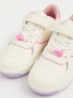 Pink colour block single strap beaded trainers - Image 3