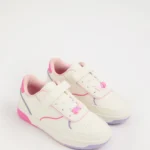 Pink colour block single strap beaded trainers