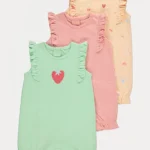 George Fruit print frilled jersey romper 3 pack