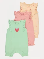 George Fruit print frilled jersey romper 3 pack