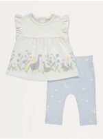 George Spring frill shoulder T shirt leggings Outfit