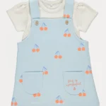 George Light blue cherry pinafore and bodysuit