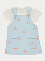 George Light blue cherry pinafore and bodysuit