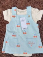 George Light blue cherry pinafore and bodysuit - Image 3