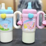 Kids Rainbow tumbler with handle and straw